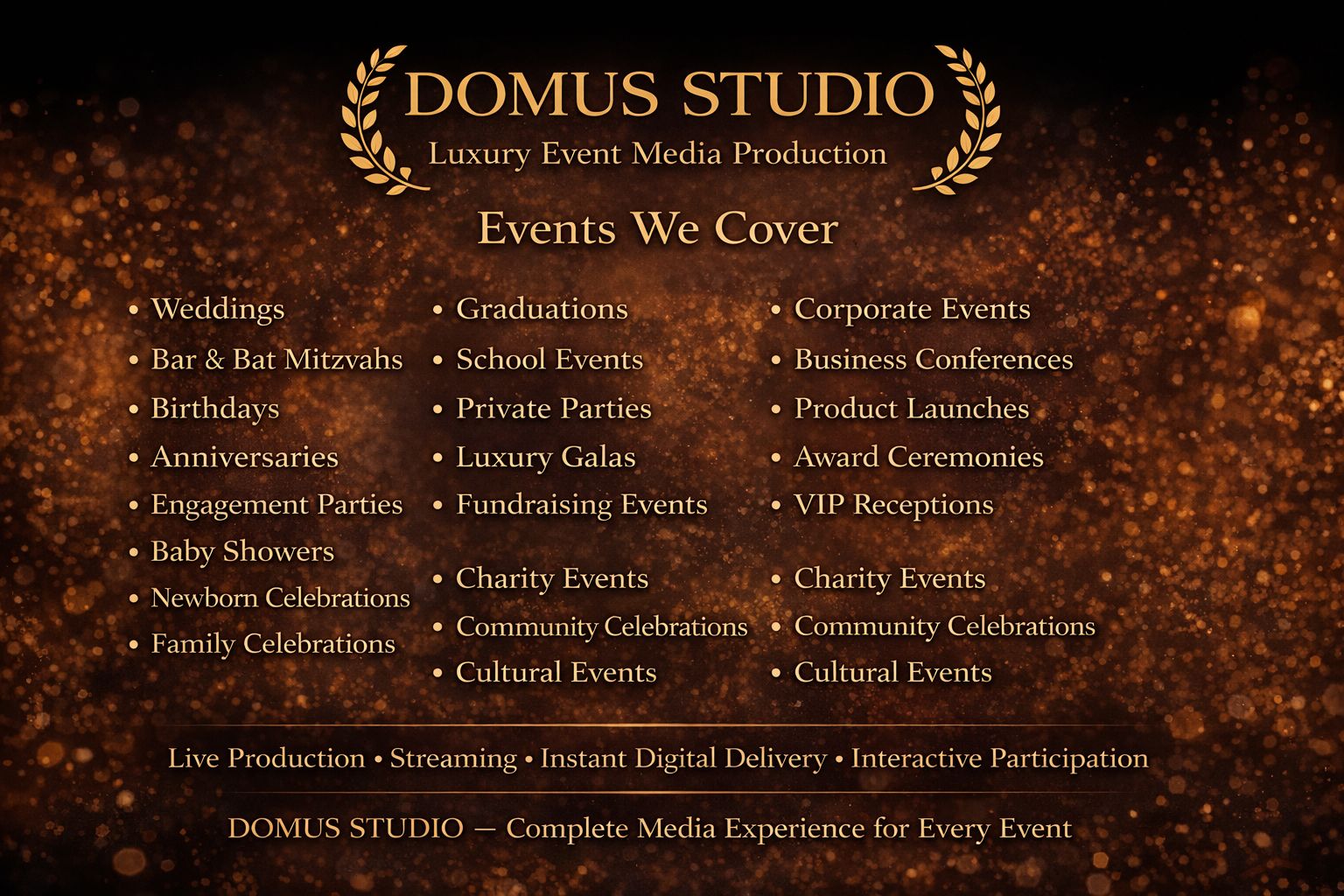 Domus Studio complete events list